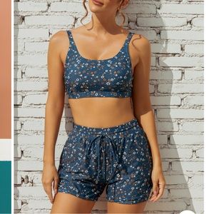 Floral Sporty Bikini Top & High-Waist Boy Shorts